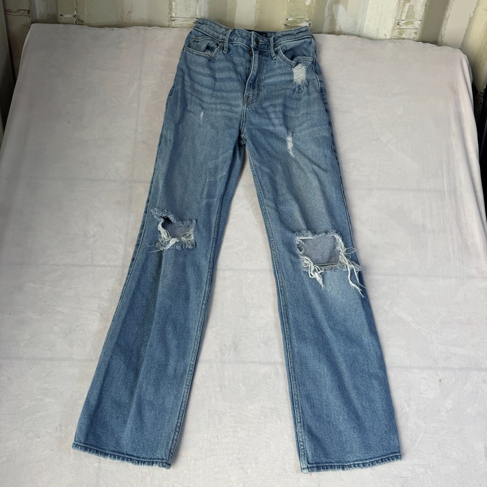 Hollister Ultra High Rise Dad Jeans Womens 0R 24x31 Blue Denim Vintage Stretch
